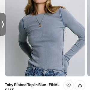 Looking for Bohme Toby Ribbed Long Sleeve in Slate Blue or cream size M